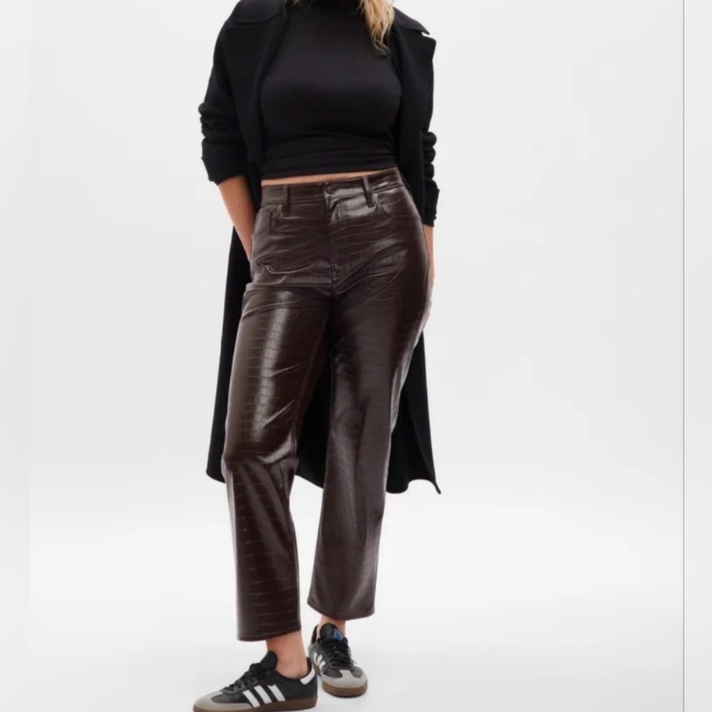 GAP Croc Embossed Edgy Chic Faux Leather Pants High Rise Cheeky Straight 31